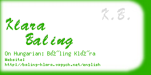 klara baling business card